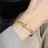 Exquisite Women's Double Ring Gold Bracelet with Diamond Inlay - Luxurious and Unique Goddess Day Gift