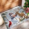 Winter Forest Scene-Welcome-Doormat,Snowman Reindeer Cardinal Bird Patterns Door Mat Non Slip Xmas Holiday Doormat for Bedroom
