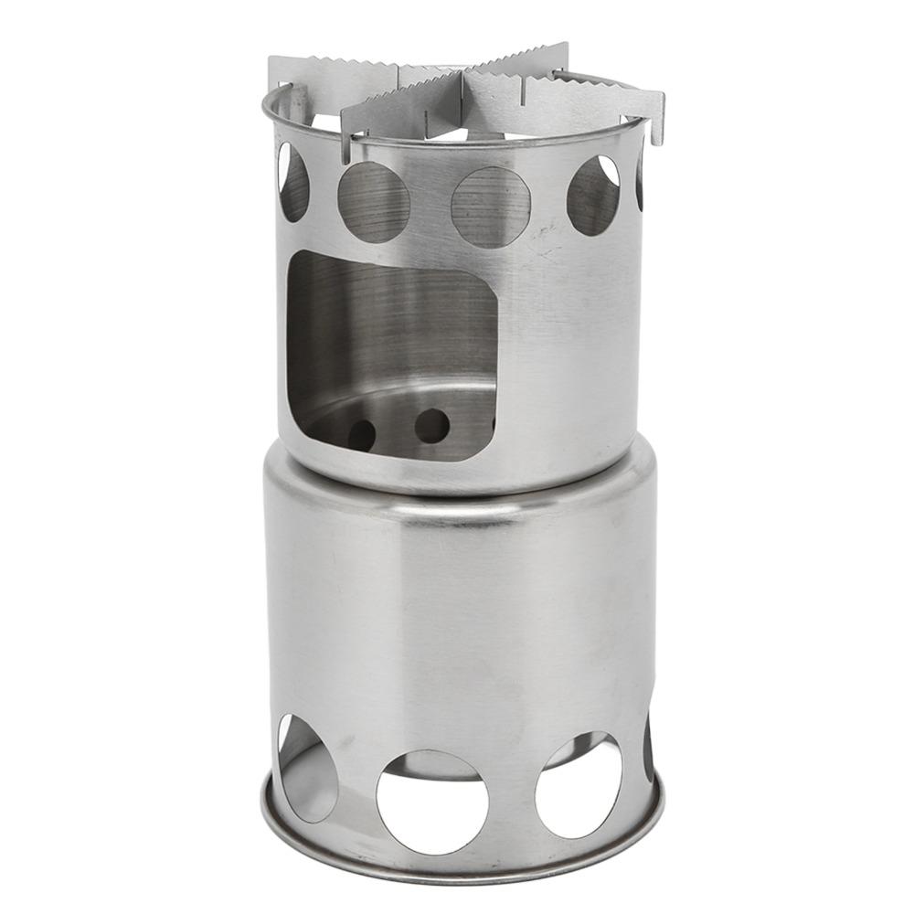 Stainless Steel Portable Camping Stove With Mesh Pouch Camping Pot Set  Outdoor Cooking