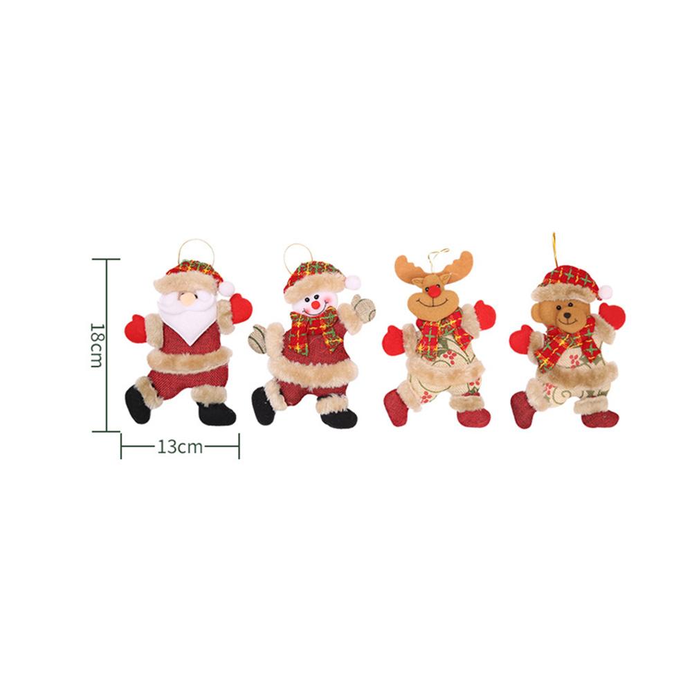 4pcs Christmas Ornaments Cloth Figurine Pendant Gift Dancing Santa Claus Snowman Elk Bear Toy Doll Hang Decorations Christmas Tr