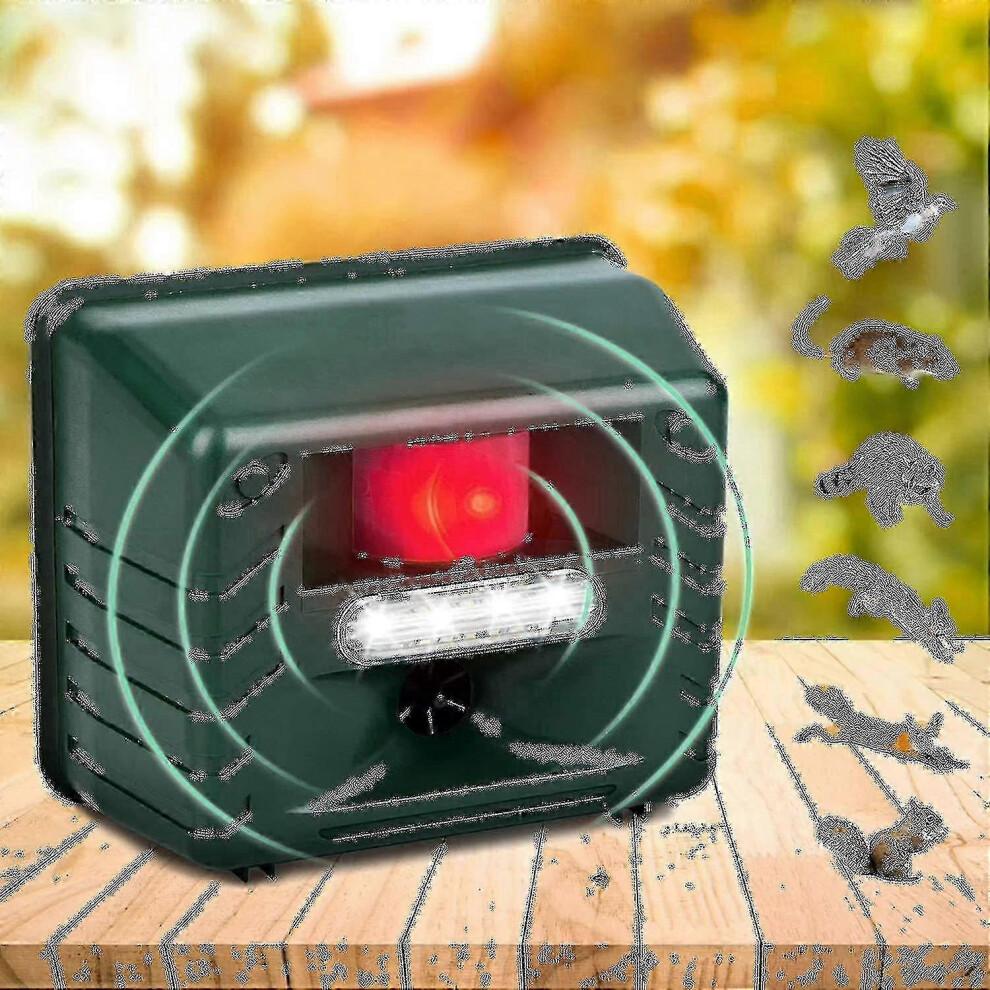 (EU Plug)Advanced Ultrasonic Animal Repeller - Motion Activated with Alarm & Strobe Light for Birds Rodents,Pigeons, Starlings, Sparrows And Seagulls