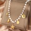Ocean Inspired Starfish Pendant Necklace With Faux Pearl Charm And Adjustable Alloy Chain For Fashion Forward Women