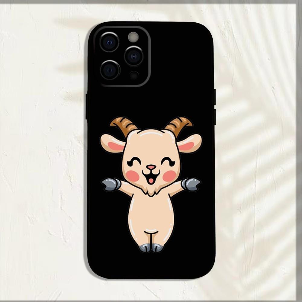 Cartoon Cute Goat Phone Case For iPhone 16,15,14,13,12,11,Pro,X,XS,Max,XR,Plus,Mini Soft Black Cover