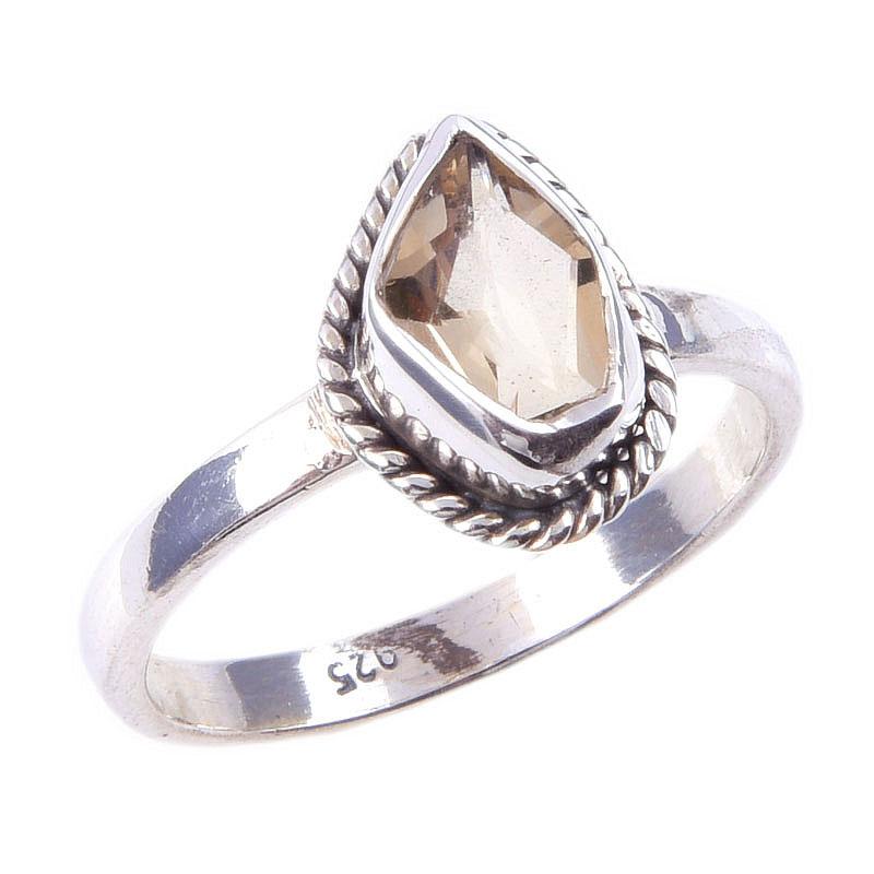 Natural Citrine Gemstone Handmade 925 Solid Sterling Silver Ring Size 7 B2b30