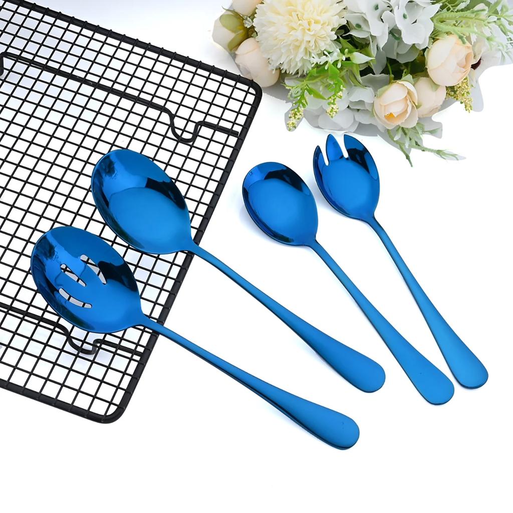 7Pcs Dinnerware Cutlery Set Stainless Steel Portable Kitchen Cake Shovel Service Fork Spoon Colander Spoon Salad Fork Tableware