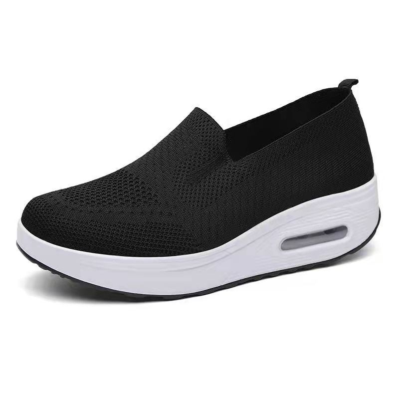 

Summer New Women Mesh Wedge Shoes Mules Shoes Lightweight Breathable Flying Woven Casual Shoes Fashion Women Flats Shoe Mujer 42 42 чорний