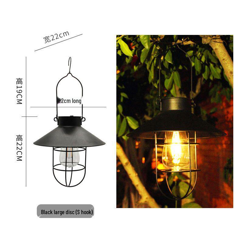 Retro Solar Hanging Lantern: Outdoor Garden, Balcony, & Courtyard Decor - Wrought Iron Atmosphere Night Light