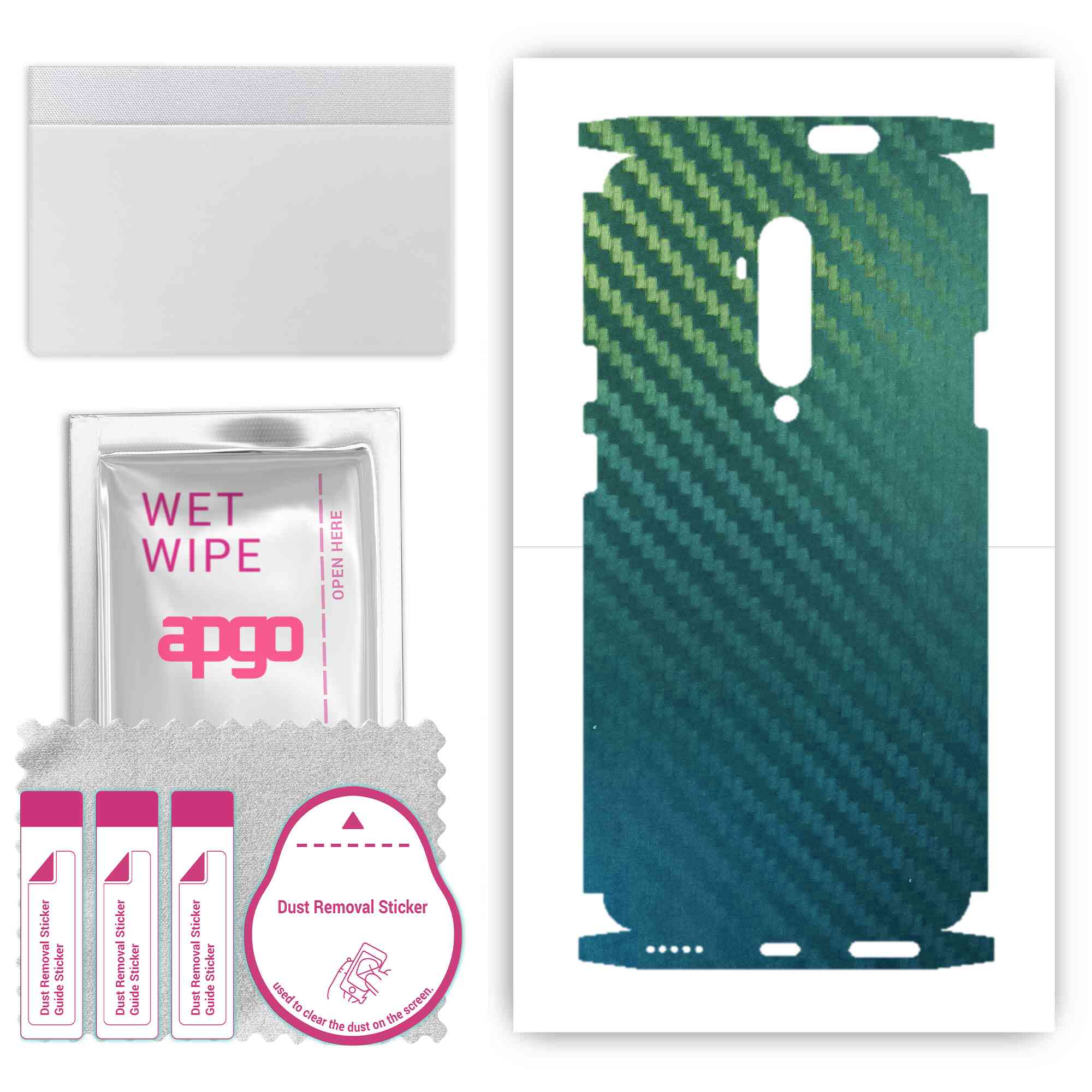 

Apgo Protective Skin Sticker for the back+sides compatible with OnePlus 7T Pro, Full Wrap Film, Foil, Vinyl - Pattern Carbon Chameleon CAKA1