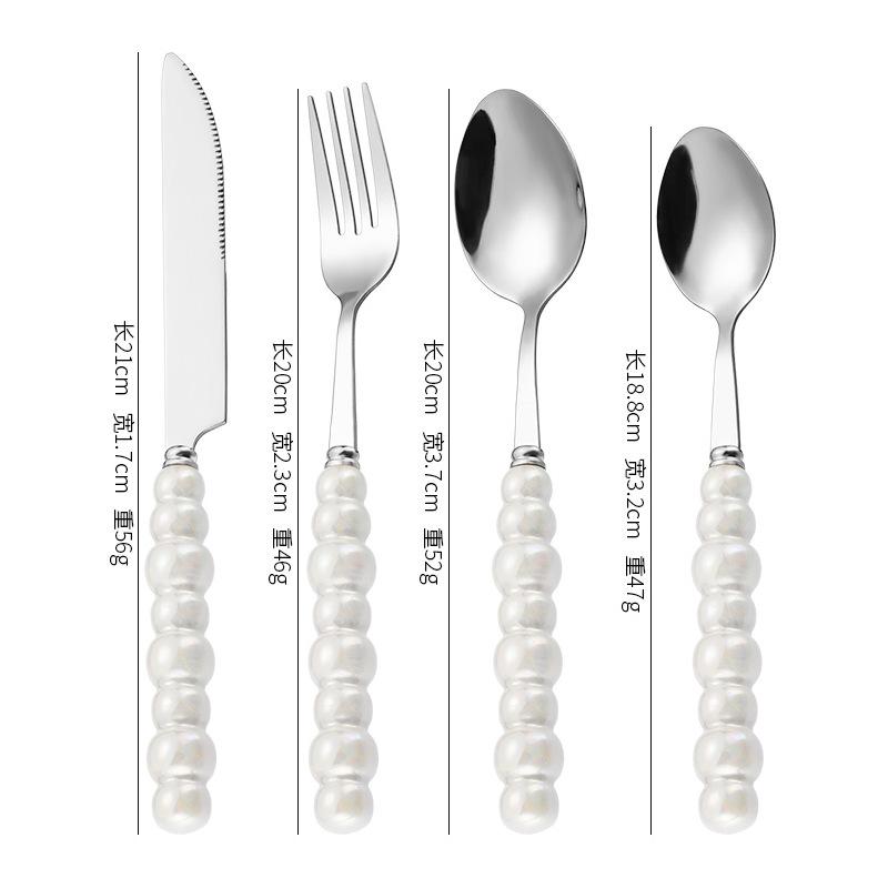 

4-Piece Cutlery Set, Stainless Steel Flatware Sets with Chubby Bubble Pattern Ceramic Handle Utensils Including Knife Fork Spoon белый