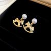 Zircon red natal year pony earrings light luxury stud earrings exquisite cute earrings