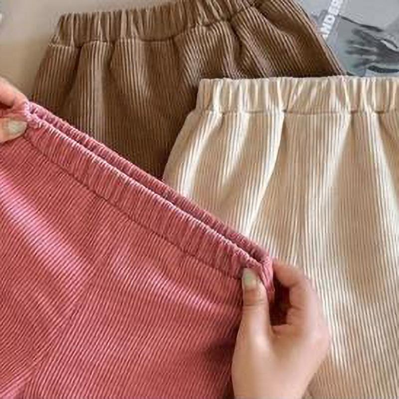 Boys Girls Winter Velvet Kid Pants Bear Cartoon Mid Waist Warm Pantalone Baggy Thick Children Trouser