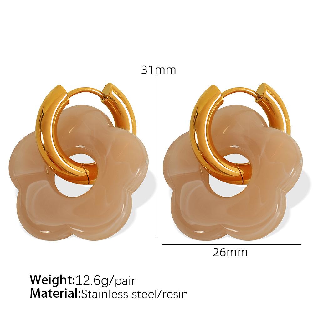 Dopamine Flower Ear Buckle Earrings Titanium Steel Stylish Simple Camellia Earrings Pastoral Jewelry