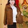 Herbst Cord Samt Quadratischer Ausschnitt Jacke für Influencer Mütter – Lockere Passform, Bauchbedeckendes Casual Oberteil für Mittelalte und Ältere