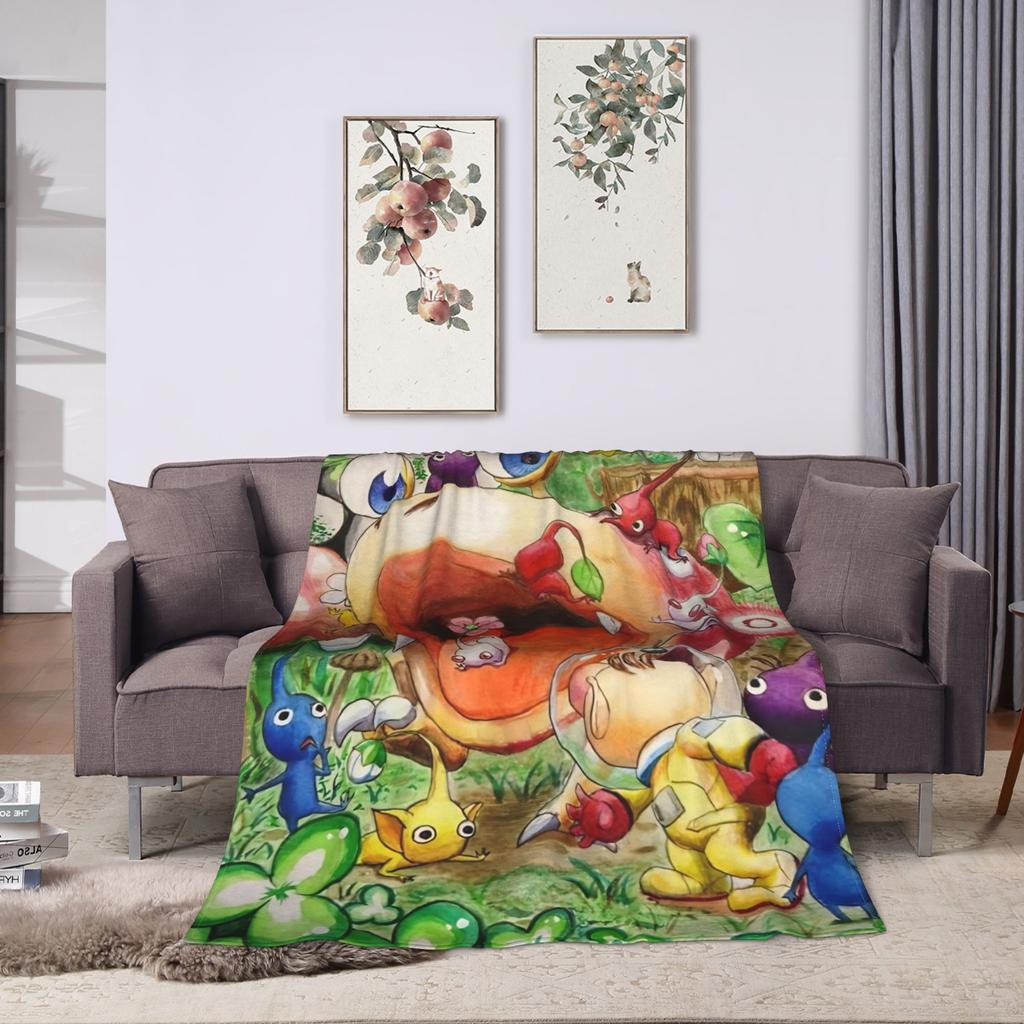 Pikmin Game Blanket  Warm Novelty Plush Bedding Throws For Outdoor Decorative Flannel Bedspread Bed Cover