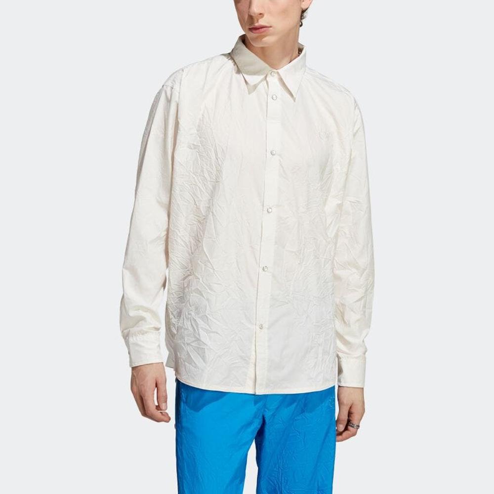 Adidas Solid Color Long Sleeve Polo Shirt Men Tops Cloud-White IA2437