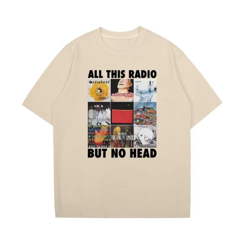 2026 Tutta Questa Radio Ma Nessuna Testa Stampata Maglietta Uomo Donna Radiohead Band Rock Maniche Corte T-shirt Ampia Hip Hop Streetwear