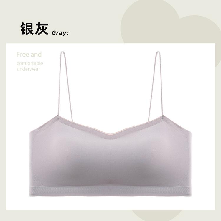 Mango Cup Integrated Latex Cup Seamless Ice Silk Fixed Cup Suspender Women's Long Tube Top with Chest Pad Women's Vest