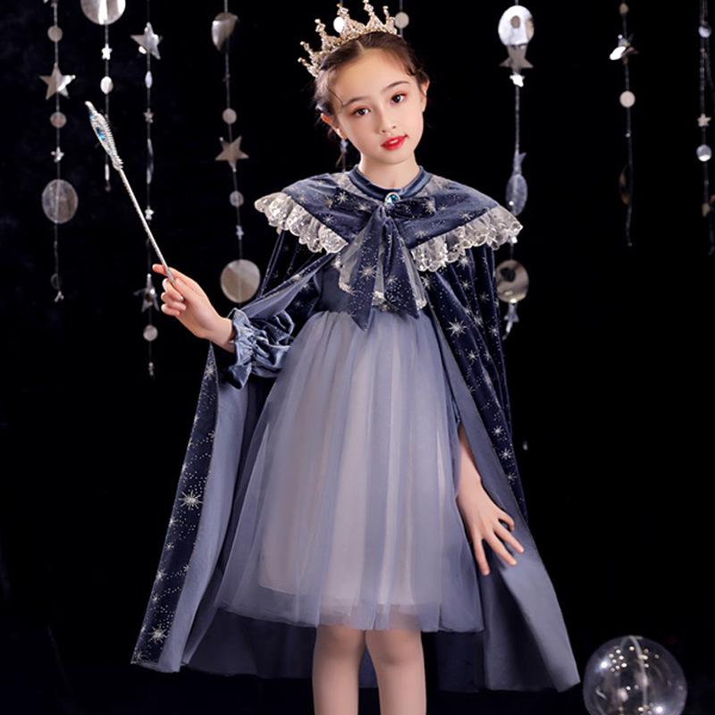 Halloween & Christmas Elsa Princess Velvet Shawl for Kids