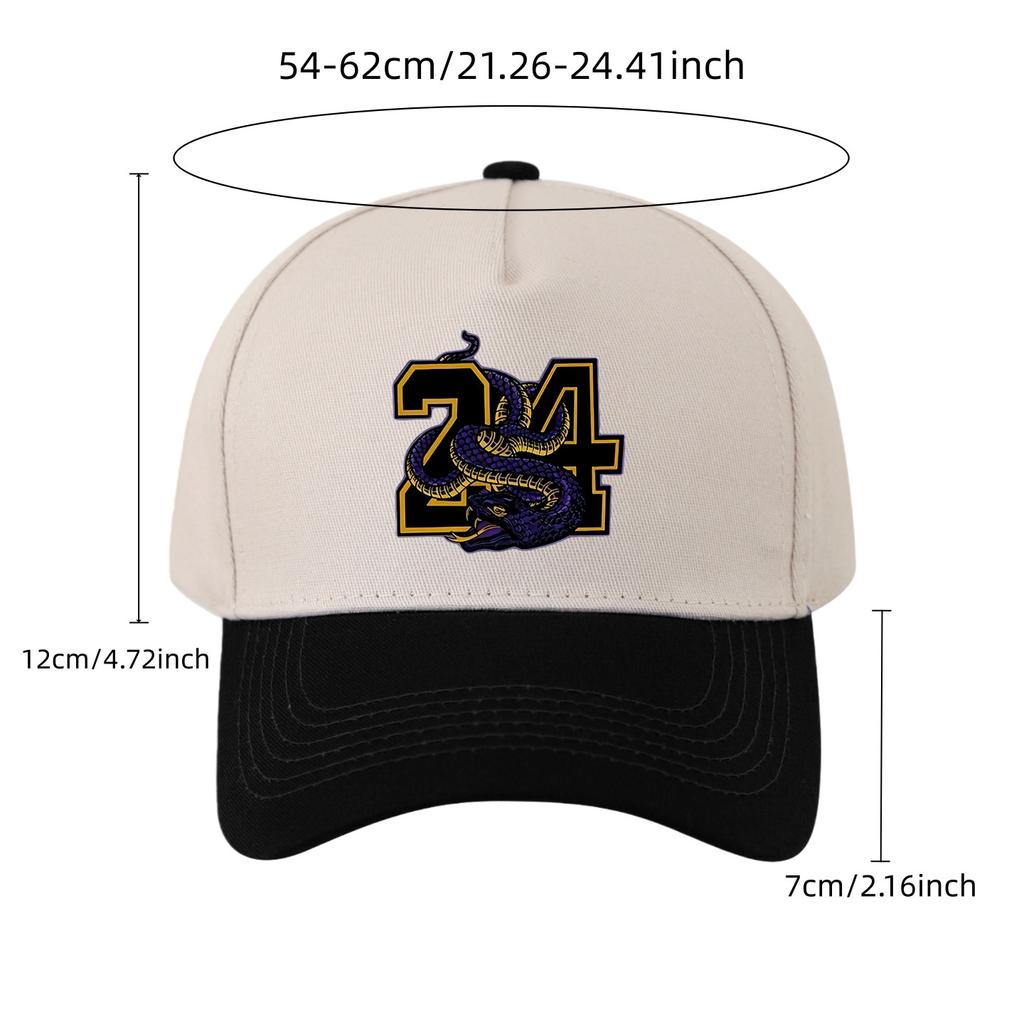Color Matching Hardtop Five-piece Baseball Cap Women's Team Number Black Mamba Breathable Cap Outdoor Sun Hat