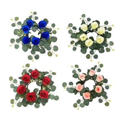 Anello Ghirlanda per Candele a Colonna Tavolo Rustico Fiore Rosa Artificiale Anello per Candele per Festival Anniversario Sala da Pranzo Regalo per le Feste