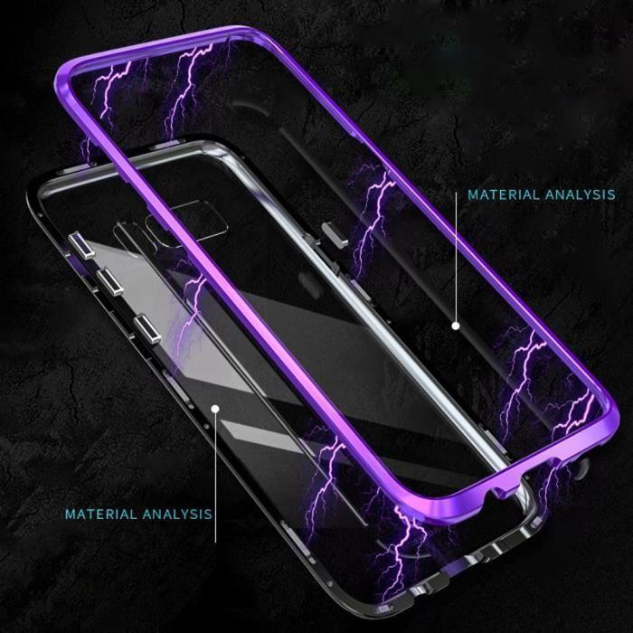 Coque Magnétique - Samsung - Galaxy S8 - Rouge Noir - Protection 360° - Recharge Sans Fil