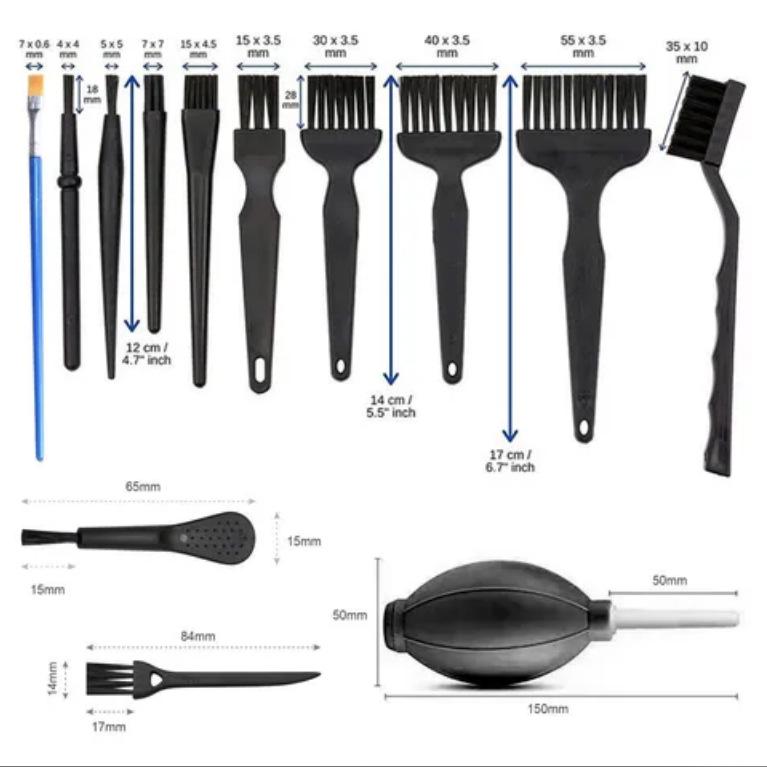 Ensemble de brosses antistatiques pour nettoyer téléphone, ordinateur, poussière de clavier et cartes PCB avec manche rond coudé