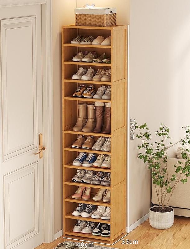 Shoe Storage Cabinet with 6-Tier Adjustable Shelves, Wooden Free Standing Shoes Rack for Farmhouse Living Room Entryway