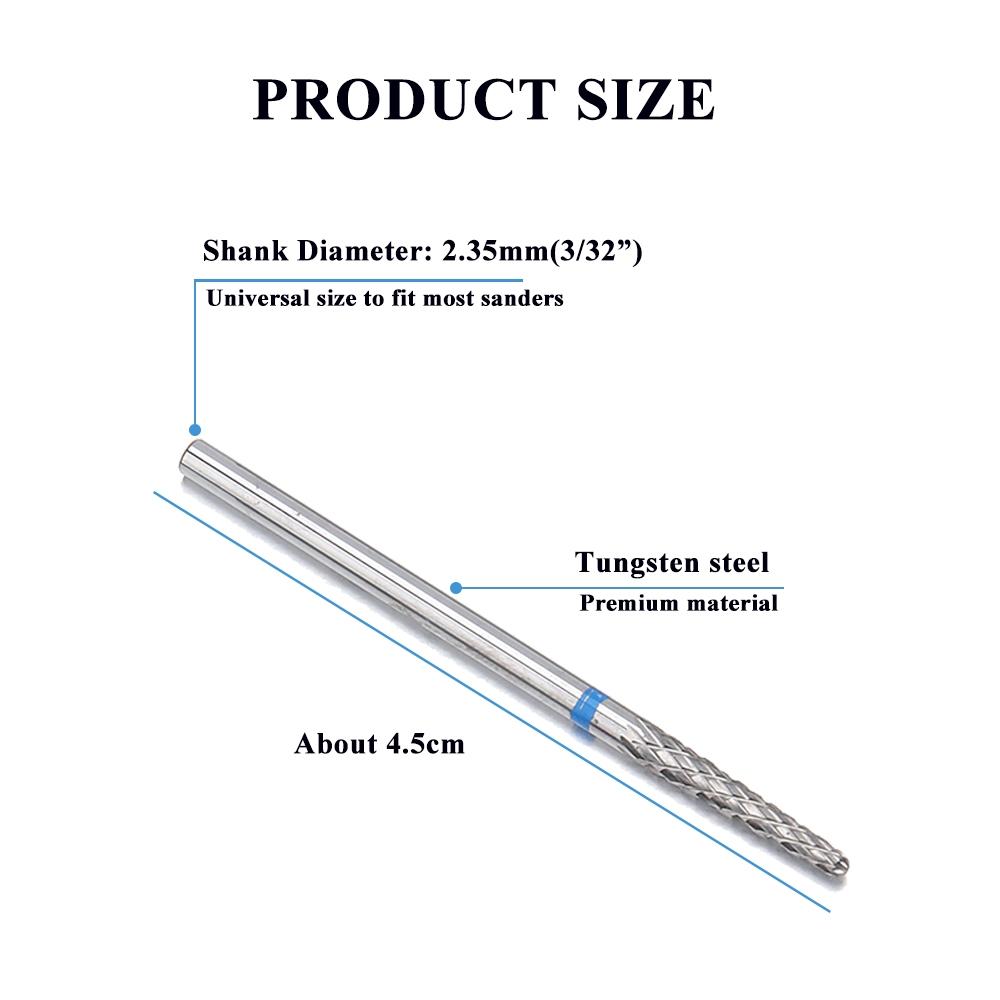 1PCS Tungsten Carbide Cone Nail Drill Bit 3/32" Rotary Burr Bits For Manicure Electric Drill Accessories Nail Milling Tool