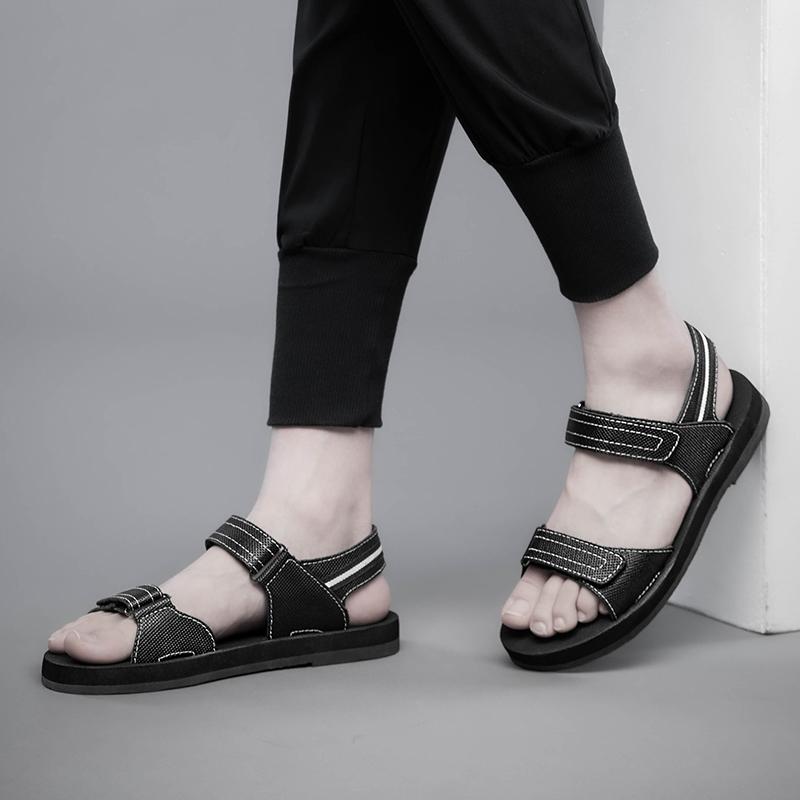 Fashion 2025 Hot Sale High Quality Leather Classics Black Summer Sandals for Men Outdoor Beach Shoes Casuals Sport Sandals Plus Size 47