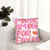 1Pc More Amore Por Favor Slogan Printed Throw Pillow Cover,Suitable For Sofa,Bedroom,Living Room,A Heartwarming Gift For Lovers.