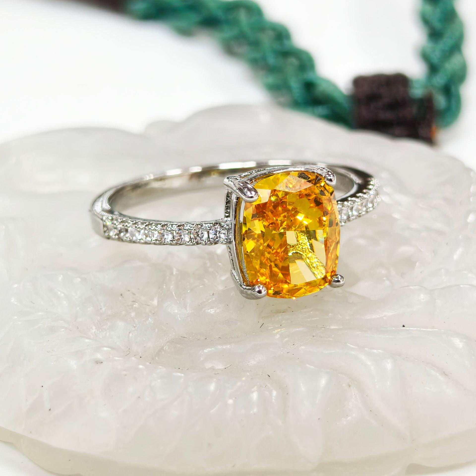 Gessen Jewelry Women s Retro Yellow Zircon Oval Ring - Plain Band, Closed Setting, Perfect for Valentine s Day Size 8