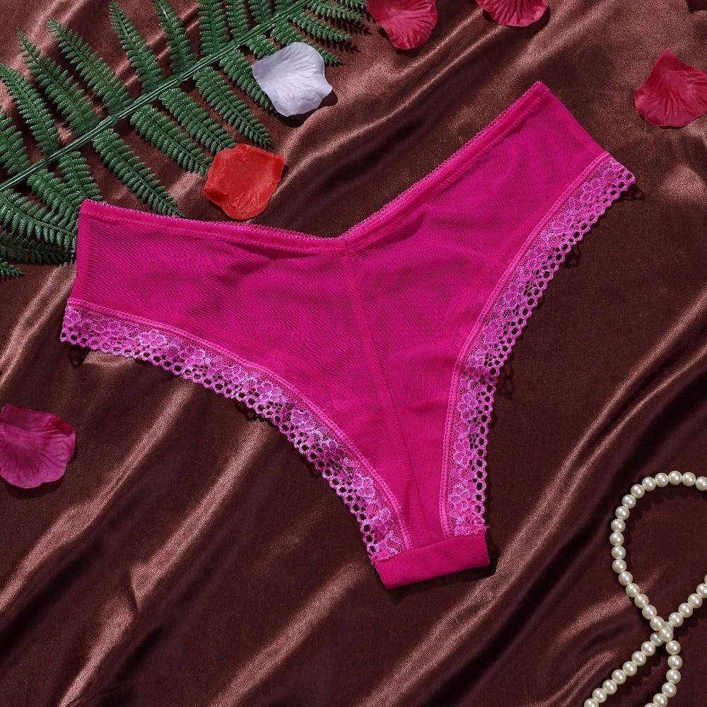 Low Waist Mesh Floral Panties Patchwork Underwear Lace Flower Transparent Briefs Hollow Female Lingerie Mesh Sheer Lace Thong