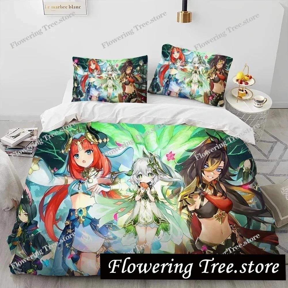 Anime Genshin Impact Game Bedding Set Duvet Cover Bed Set Quilt Cover Pillowcase Comforter king Queen Size Boys Adult Bedding