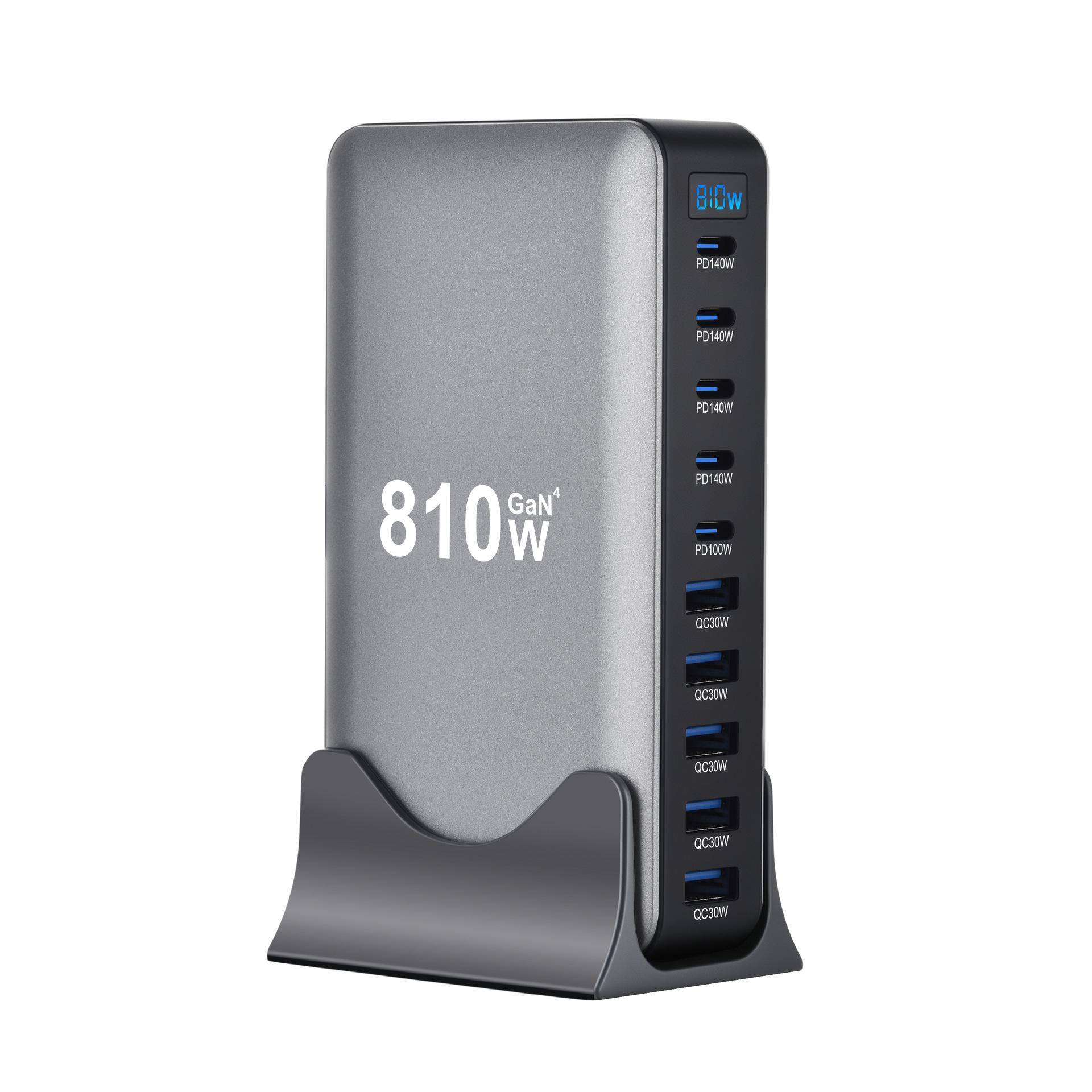 1000W Gallium Nitride USB Multi-Port Desktop Charging Station for Laptops 5 USB-C, 5 USB-A, 810W