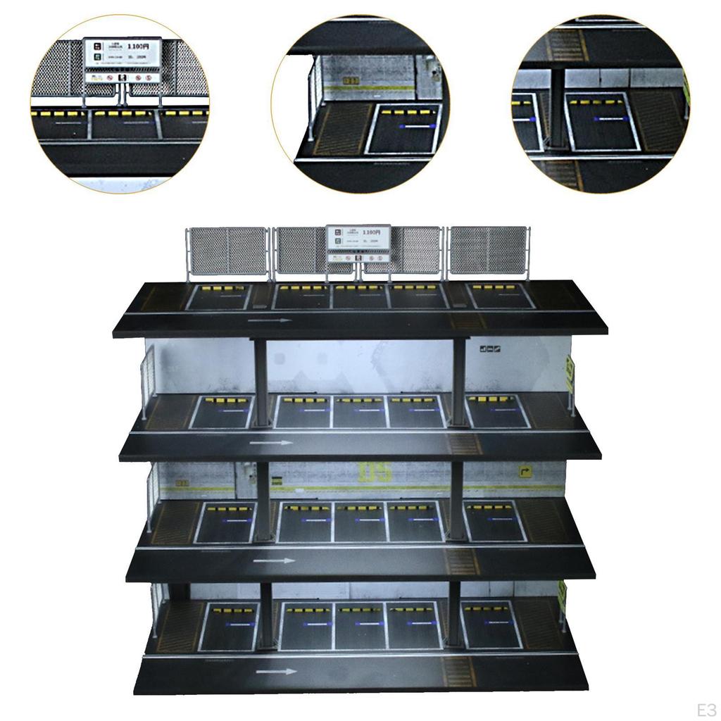 1/64 Scale Diecast Car Holder for Vehicle Models with Parking Lot Display