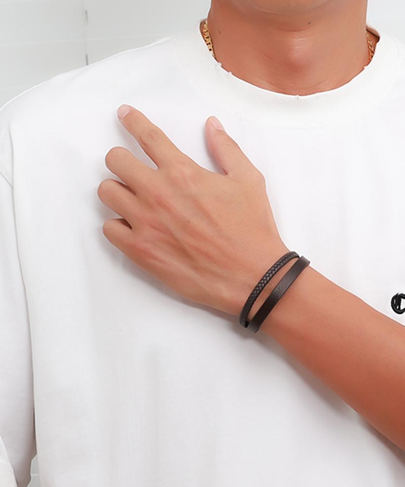 Blancier Bm258B1180 Brown Layered Cowhide Men'S Bracelet