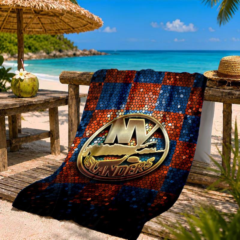 Islanders Hockey Pride Beach Towel Microfiber Beach Towel, Lightweight and Quick-Dry, for Summer Travel, Swimming Pool Fan Birthday Gift