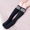 Flirty College-Style Black & White Striped Over-the-Knee Socks, Size 7