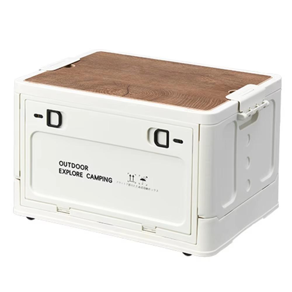 Wooden Lid Collapsible Storage Bin Side Open S/M//L Camping Storage Container Multifunctional with Handle Folding Storage Box