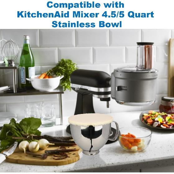 Beautyflier Bowl Covers Compatible with KitchenAid Stand Mixers 4.5/5 Quart Stainless Bowl, Yeast Dough Airtight Bowl Cover, Great Dustproof and