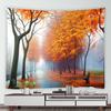 Psychedelic Forest Nature Rural Tapestry Home Landscape Wall Art Mural Blanket Yellow Red Maple Autumn Tapestry