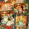 QmXCyzl DIY Dollhouse Miniature Kit for Beginners, Furniture, Room Decoration, 3D Architectural Model, No Dust Cover, Hobby, Handmade (Elf Garden)