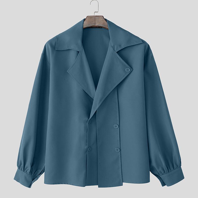 INCERUN Oversized Mens Lapel Neck Long Sleeve Button Down Casual Shirts