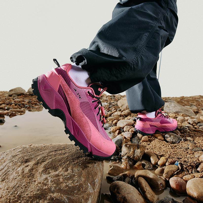 Li Ning CF Su Series Outdoor Pro Comfortable Versatile Shock Absorbing Waterproof Low Top Lifestyle Casual Shoes Women Sneaker Pink Purple AGLU152-5