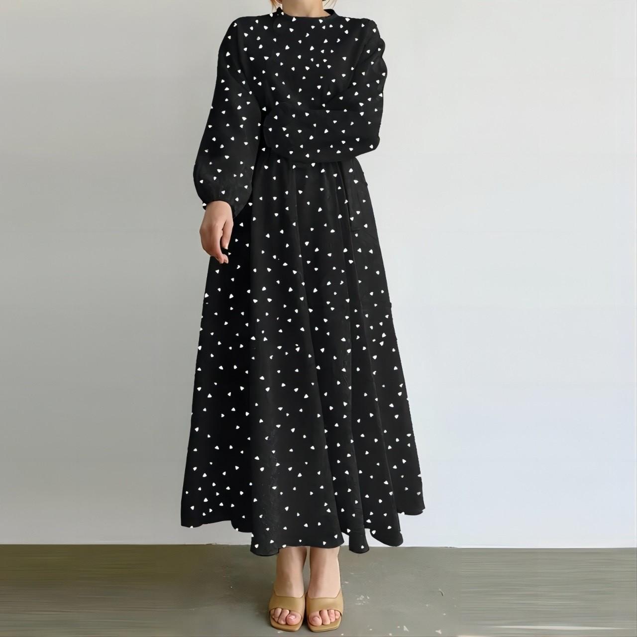 

Женское повседневное платье свободного кроя с длинными рукавами и круглым вырезом XL чёрный