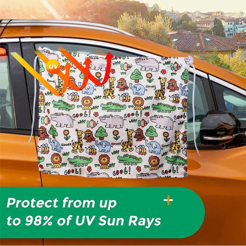 Universal Car Window Awnings Adjustable Curtains Children Sunscreen Cartoon Heat Insulation Curtains Car Protection Accessories