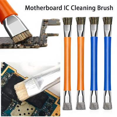Brosse de Nettoyage pour Carte Mère PCB à Double Tête en Fil d'Acier Antistatique, Kit d'Outils de Réparation pour Téléphone Portable pour Retrait de Colle IC