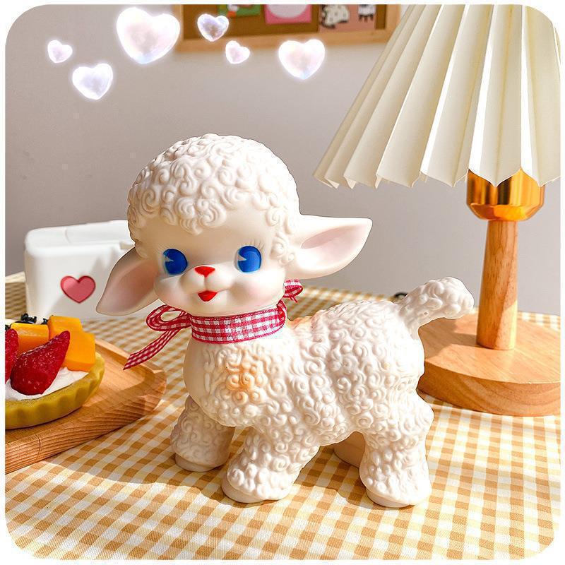 Retro Showa Little Sheep Desk Ornament: Handmade Home Decoration for Office & Room