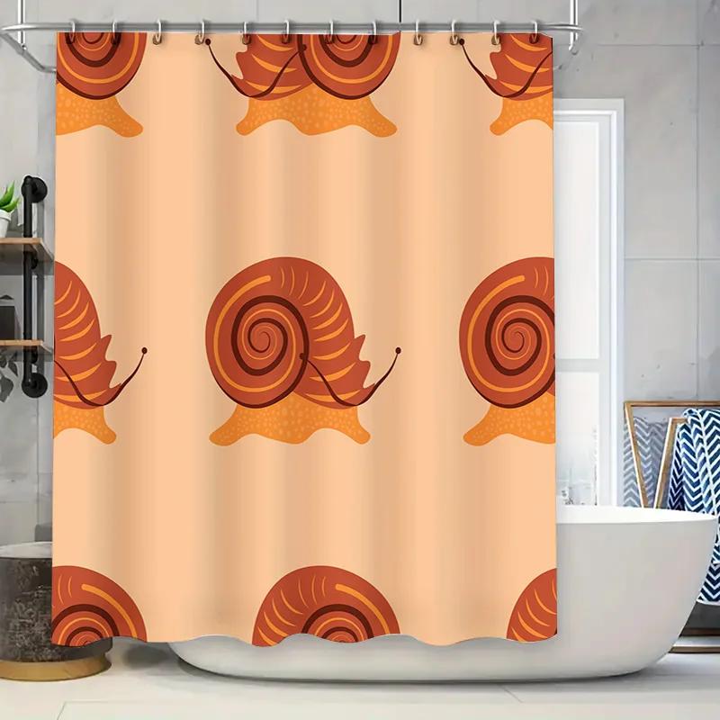

Unique Design Bathroom Shower Curtain with Snail Print, Perfect for Adding Personality to Your Space Orange Red Color Palette in W90xH180cm