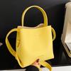 Korean new niche ins style simple lychee pattern texture portable bucket bag versatile casual foreign style messenger bag